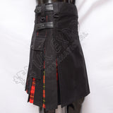 Black Hybrid Wallace Modern Tartan Utility Kilt