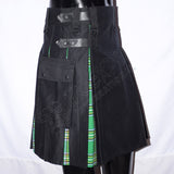 Black With Irish National Tartan Hybrid Utility Kilt