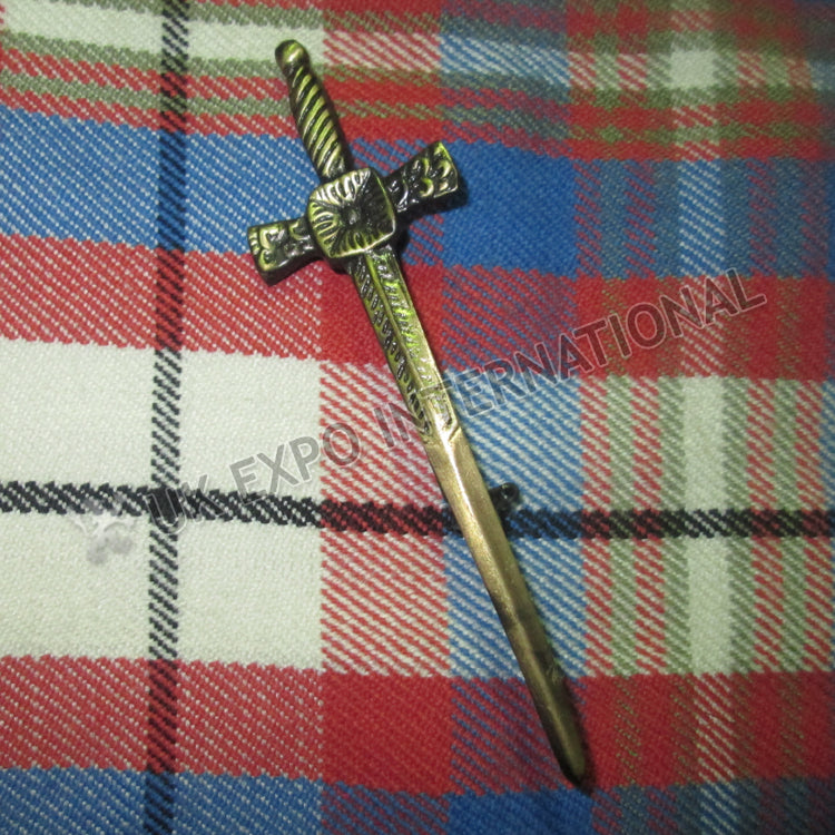 Brass Antique Cross Design Kilt Pin