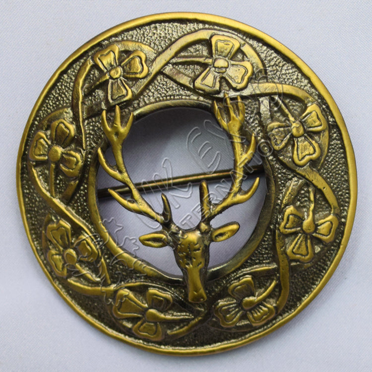 Brass Antique Shamrock knot With Stage Brooch