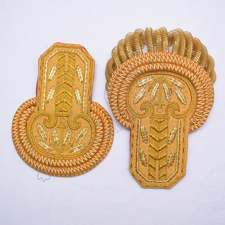 First Empire Colonel Epaulettes Brass Bullion Fringe Military Shoulder Boards