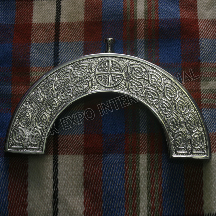 Chromed Round Brass Celtic Knot Cantle