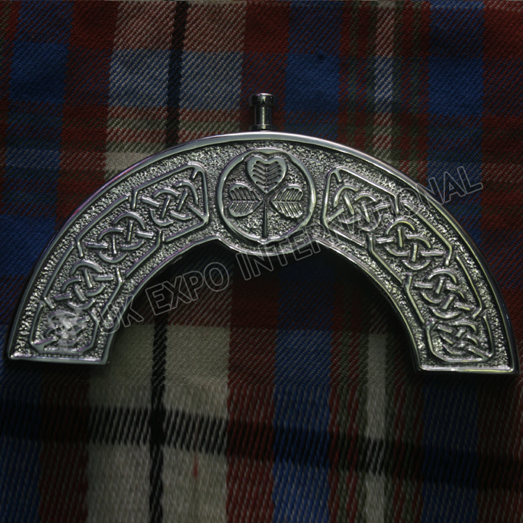 Chromed Shamrock Brass Celtic Knot Cantle