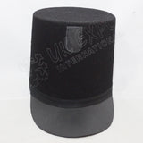 Plain Leather Black British Shako Hat Braid Brim Military Ceremonial Hat