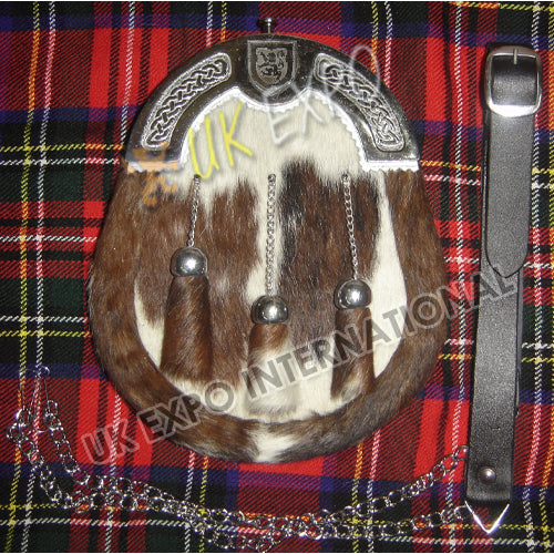 Rampart Lion Brown White Cowhide Shield Sporran