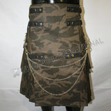 Brown Camouflage Sports Casual Chain Utility Kilt