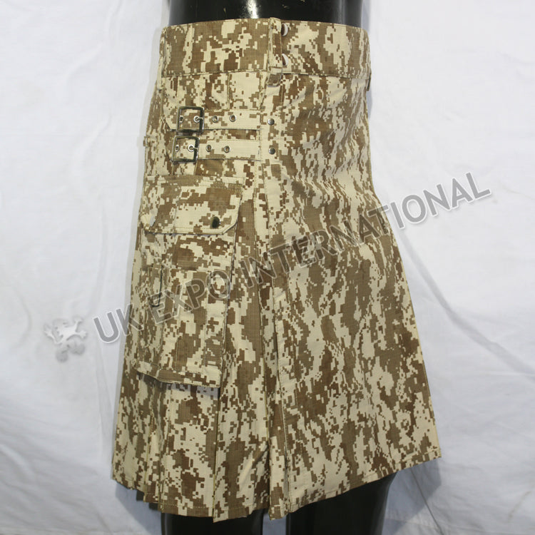 Brown Des Fashion Camouflage Utility Kilt
