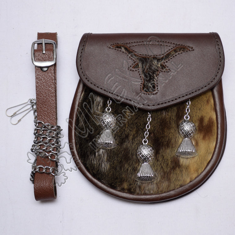 Brown Seal Skin Triple Tone Leather Sporran