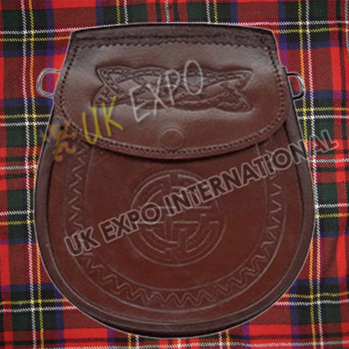 Brown Day Full Celtic Embossed Sporran