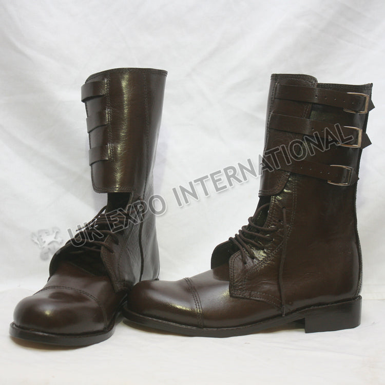 Brown Leather Military Long Boot