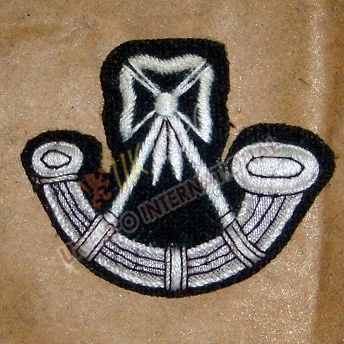 Black Wool Bugle White Embroidery Insignia Badge
