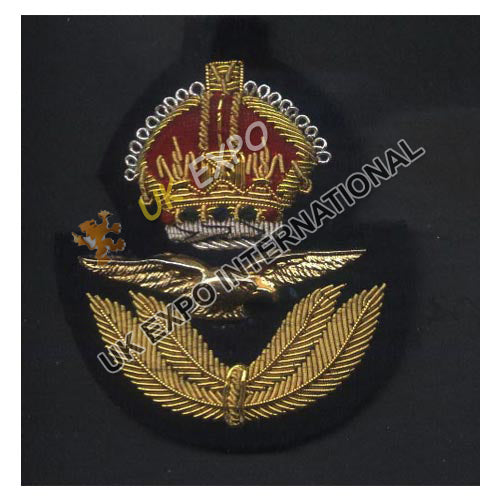 RAF Officers Beret Badge Kings Tudor Crown Wire Embroidered Royal Air Force Military Cap Insignia Patch