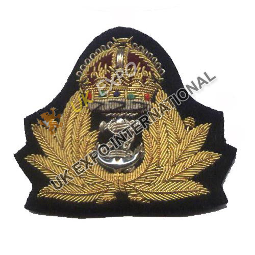 Royal Navy Officers Cap Badge Hand Embroidered Bullion Wire Naval Uniform Hat Insignia Patch