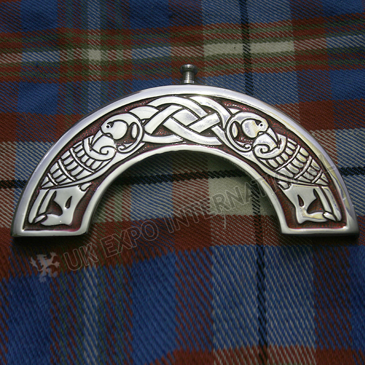 Red Filling Celtic Bird Chrome Cantle