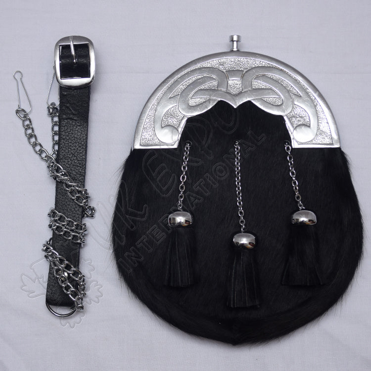 Black Seal Skin Celtic Sporran