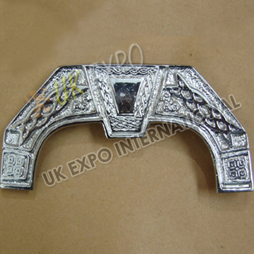 Celtic Embossed Chrome Finish Black Stone Cantle