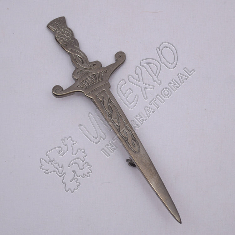 Celtic Crown Design Antique Kilt Pin