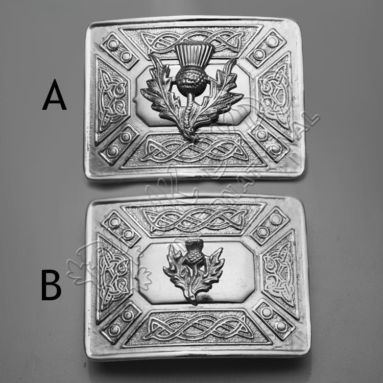 Celtic Design Buckle With Thistle Badge