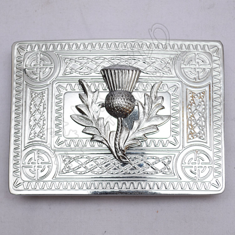 Celtic Design Buckle With Thistle Badge