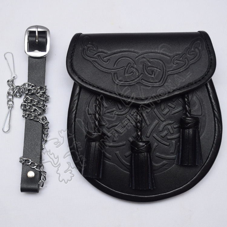 Celtic Embossed Knotwork Black Sporran