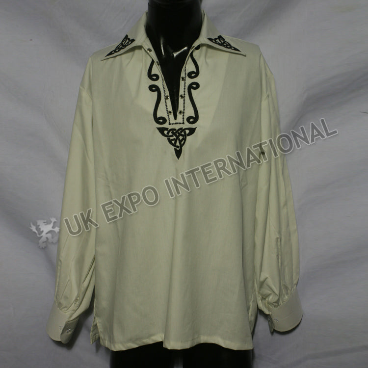 Jacobite Shirt Highland Style With Celtic Embroidered