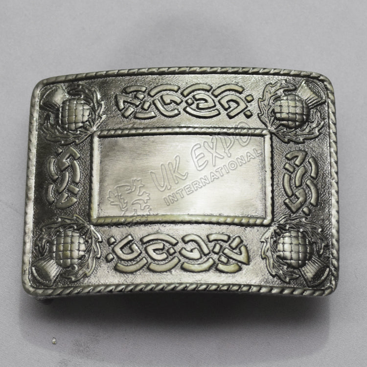 Celtic Scottish Petal Black Antique Kilt Buckle