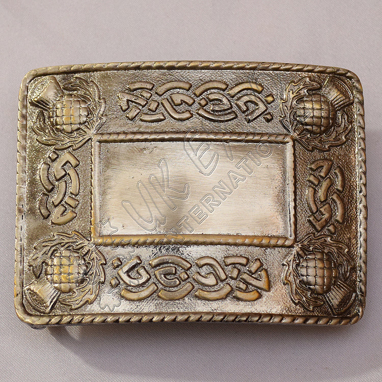 Celtic Scottish Petal Shiny Antique Kilt Buckle