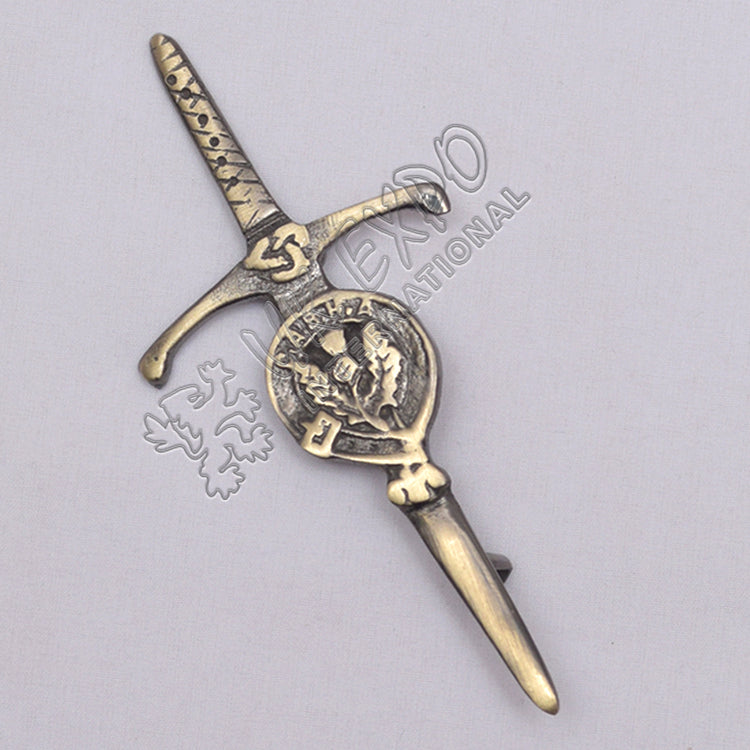 Celtic Sword Clan Thistle Brass Antique Kilt Pin