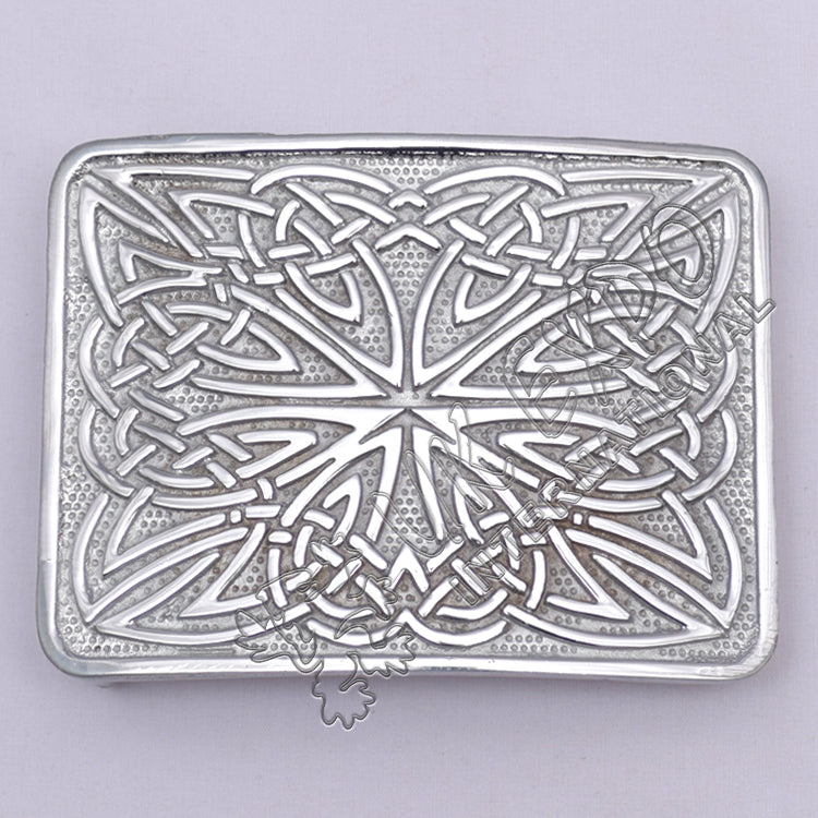 Celtic Weave Scottish Chrome Kilt Belt Buckle