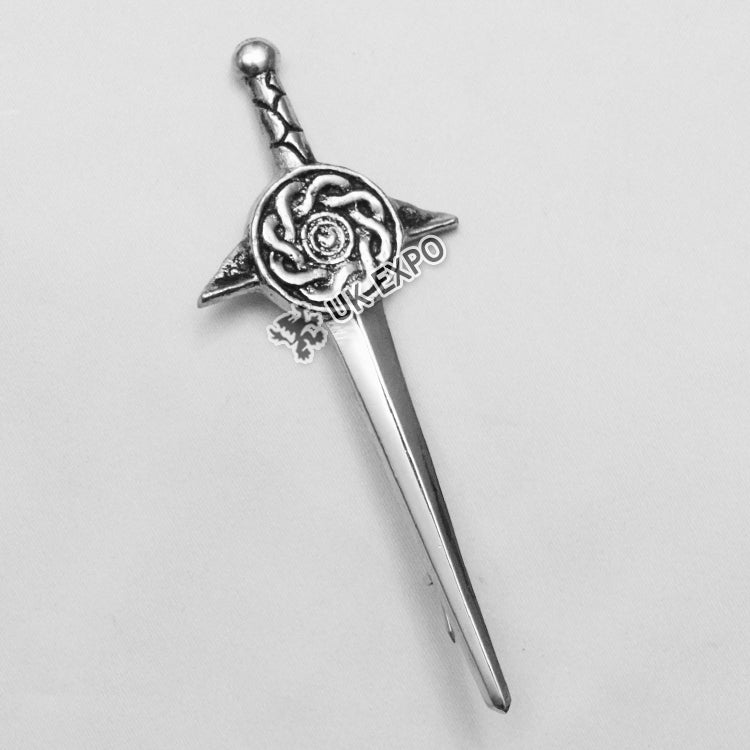 Celtic Wing Kilt Pin Design Chrome Finish