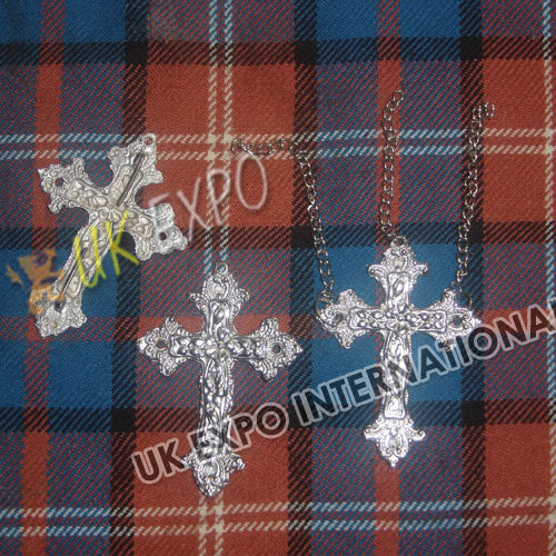Christian Cross Chrome Metal Badge