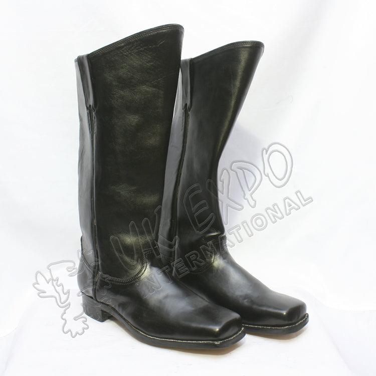 Cavalry Black Leather Civil War Long Boots