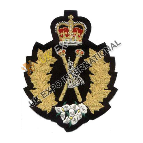 Hand Embroidered Bullion Wire Pipe Major Band Blazer Badge