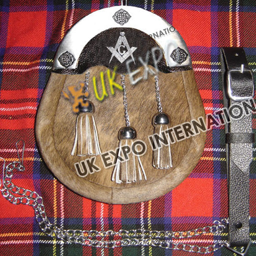 Chrome Masonic Brown Seal Skin Sporran