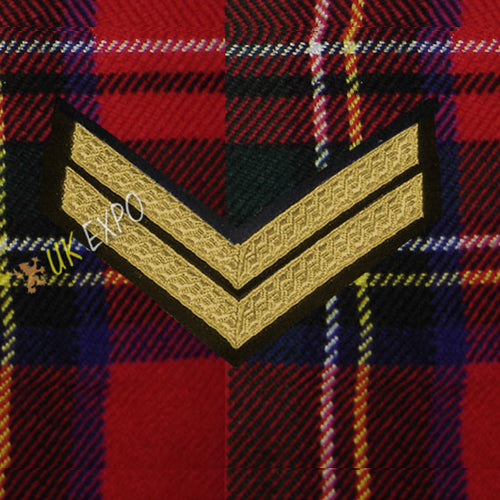 Two Bar Golden Chevron Military Embroidered Rank Insignia