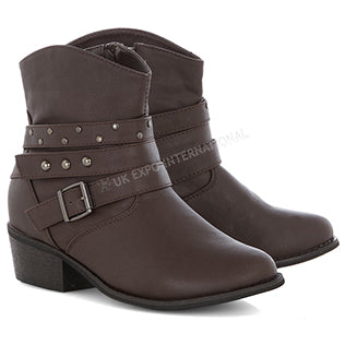 Cowboy Biker Ankle Genuine Leather Western Motorcycle Boots