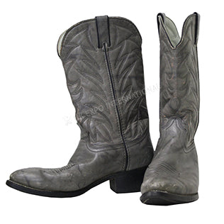 Mens Grey Waxy Leather Western Cowboy Riding Boots