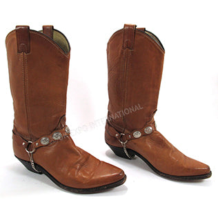 Vintage Tan Genuine Leather Cowgirl Boots
