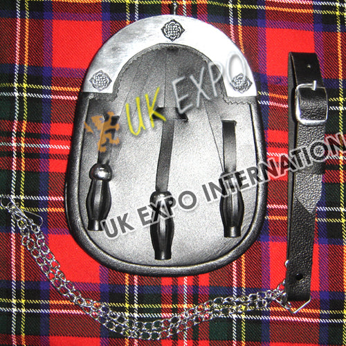 Celtic Noir Black Leather Smart Sporran