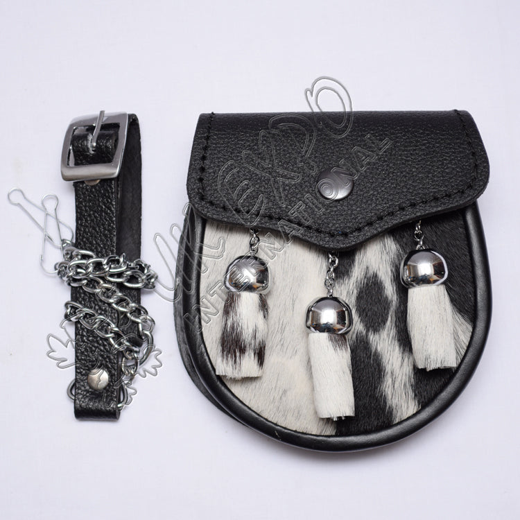 Cow Skin Boy Black Leather Sporran