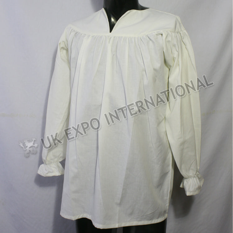 UK Off White Color Ghillie Renaissance Pirate Pioneer Theatre Shirt