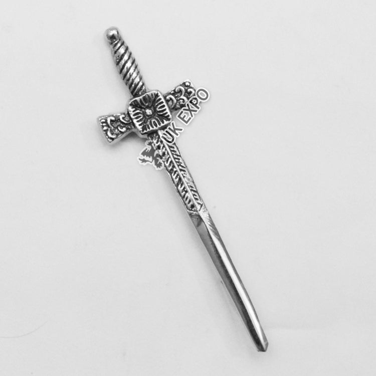 Cross Design Kilt Pin With Black Color Filling