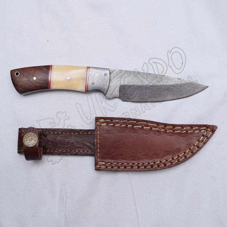 Damascus Blade With Wood/Bone Handle Celtic Style