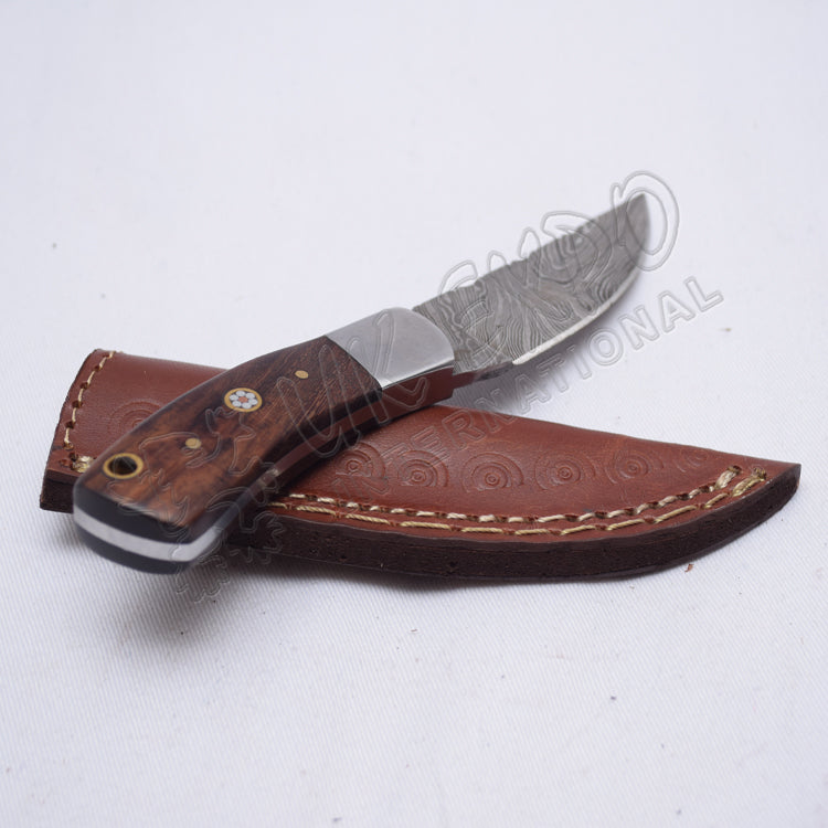 Damascus Steel Sharp Blade Knife With Beautiful Wooden Handle
