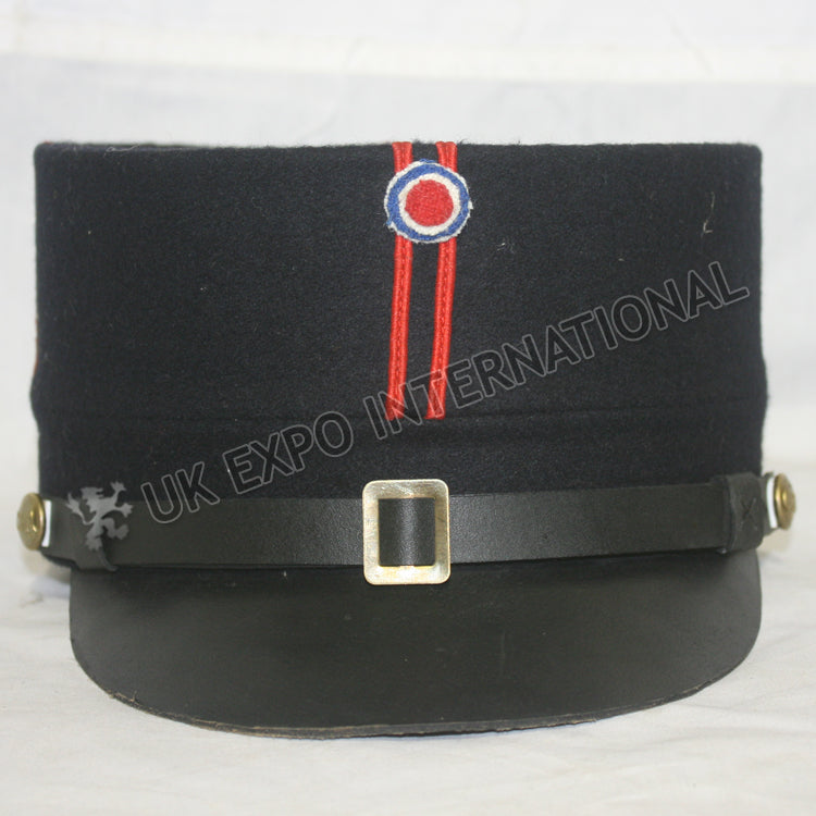 Dark Blue French Kepi Cap Red Braid Front Military Hat