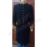 Dark Blue Military Gold Bullion Zari Hand Embroidered Greatcoat