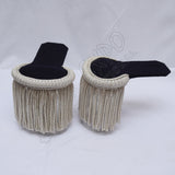 Dark Blue Epaulettes Silver Bullion Fringe Military Shoulder Boards