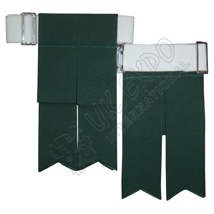 Dark Green Garter Flashes With Adjustable Buckle