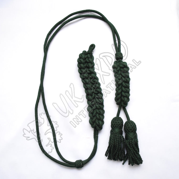 Dark Green Military Ceremonial Braided Silk Bugle Cord