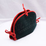 Dark Green Bicorn Hat with Red Piping